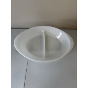 Vintage Glasbake J2352 Divided Dish White Microwave Safe Made USA 12" x 8 5/8"